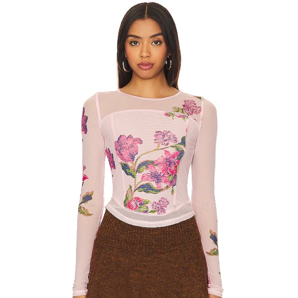 Nwt Free People Pink Floral Betty's Garden Top Small